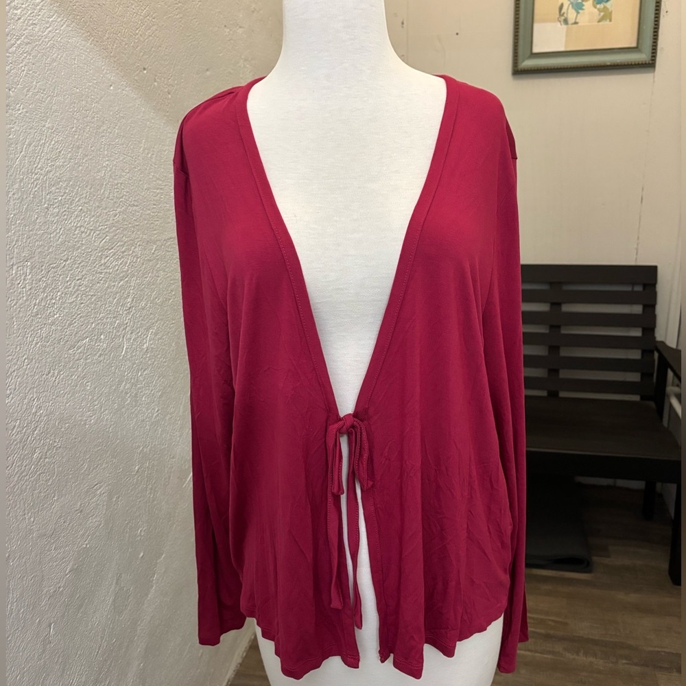 Torrid Super Soft Tie Front Cardigan‎ Berry Red Size 2X NWT
